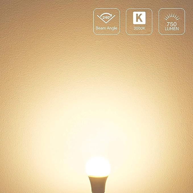 BoRccdit A19 Rechargeable Light Bulbs, 12W 60W Equivalent Rechargeable Emergency Light Bulbs, 1200mAh Battery Light Bulb for Power Failure,Warm White