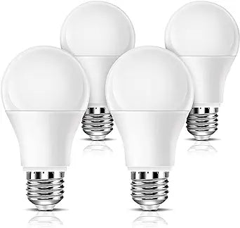 BoRccdit Full Spectrum Light Bulb 4PK, 6000K Natural Sunlight Bulbs, Bright Light Bulbs 9W 60W Equivalent, Cool White Comfortable Light, A19, E26/E27